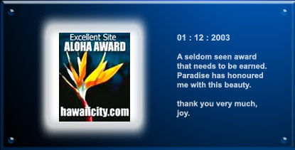 Aloha Excellent Site Award